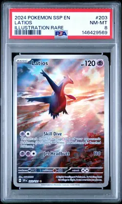 2024 POKEMON SSP EN-SURGING SPARKS ILLUSTRATION RARE #203 LATIOS PSA 8 - Image 1