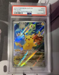 Pokemon Pikachu #027 Scarlet & Violet Promo Holo PSA 10 English Paldea Evolved - Image 1