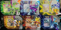 Brand New Pokemon paradox destinies tin - Pick Your Art! Five Packs Plus Promo! - Image 1