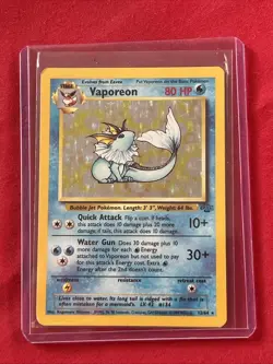 Vaporeon 12/64 Holo Shiny Card Excellent Condition Pokemon (T74) - Image 1