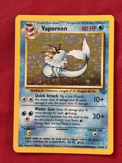 Vaporeon 12/64 Holo Shiny Card Excellent Condition Pokemon (T74) - Image 2