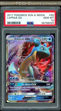 PSA 10 ⭐ Pokemon Lapras GX 35 Sun & Moon Base Set Graded Card - Image 1