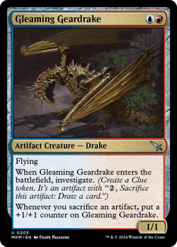 Gleaming Geardrake FOIL MKM Murders at Karlov Manor MTG Magic NM - Image 1