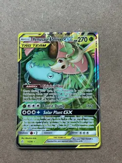 Pokemon Venusaur & Snivy GX Ultra Rare Holo 1/236 SM-Cosmic Eclipse 270 HP - Image 1