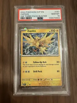 Zapdos PSA 10 2024 Pokemon Black Star Promo #157 Three Pack Blister GEM MINT - Image 3