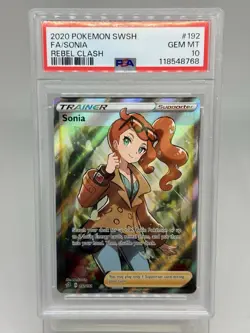 Pokemon Sonia (Full Art) 192/192 Swsh02: Rebel Clash Holo PSA 10 - Image 1