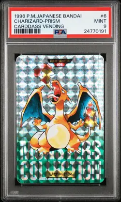 1996 POKEMON JPN BANDAI CARDDASS VENDING #6 CHARIZARD-PRISM PSA 9 - Image 1