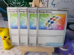 Pokemon 151 Mew Energy Sticker 159/165 Trainer Item Playset (X4) NM Condition - Image 1