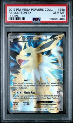 POKEMON 2017 FA/JOLTEON EX MEGA POWERS PROMO #28a PSA 10 - Image 1