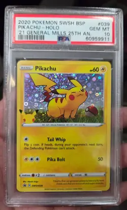 POKEMON GENERAL MILLS 25TH BLACK STAR PROMO PIKACHU 039 PSA 10 GEM MINT 60959911 - Image 1