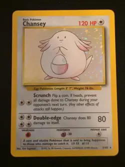 Chansey 3/102 Holo 1999 WOTC Pokemon TCG Base Set Unlimited Rare Card LP - Image 1