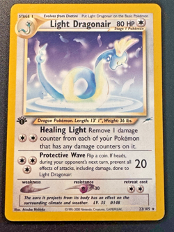 1st Edition Light Dragonair 22/105 Neo Destiny Pokemon Card Rare MP - Image 1