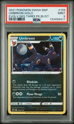 2021 POKEMON SWSH BLACK STAR PROMO #129 UMBREON-HOLO PSA 9 - Image 1