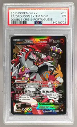 2015 Pokemon XY Double Crisis Portuguese 15 Team Magma's Groudon EX PSA 5 0702 - Image 1