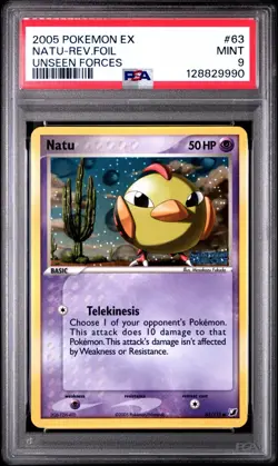 Natu Reverse Holo 63/115 PSA 9 Mint 2005 Pokemon EX Unseen Forces - Image 1