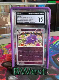 CGC 10 Gengar Master Ball Japanese Reverse Holo Sv2a 151 94 Pokemon TCG 2023 - Image 1