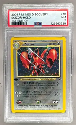 2001 Pokemon Neo Discovery 1st Edition 10 Scizor Holo PSA 7 129663628 - Image 1