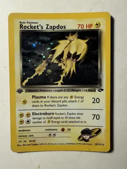 Pokemon Rocket's Zapdos 15/132 Gym Challenge 1st Edition Holo Rare - Image 1
