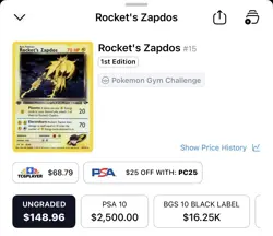 Pokemon Rocket's Zapdos 15/132 Gym Challenge 1st Edition Holo Rare - Image 2