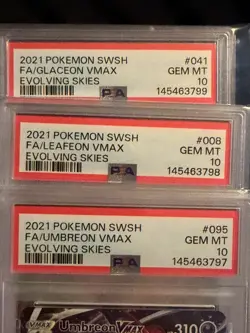 Umbreon Leafeon Glaceon Vmax SEQUENTIAL PSA 10 Evolving Skies Pokemon - Image 2