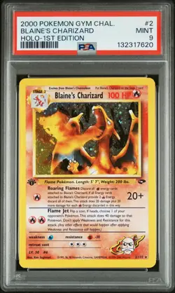 2000 Pokemon Gym Challenge 2 Blaine's Charizard Holo 1st Edition PSA 9 - Image 1