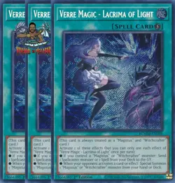 Yugioh! 3x Verre Magic - Lacrima of Light BLMM-EN046 Secret Rare 1st Ed NM - Image 1