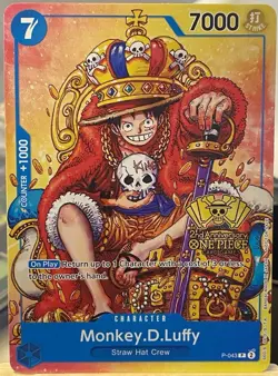 One Piece TCG - Monkey.D.Luffy P-043 (2nd Anniversary Stamped Promo) King NM/M - Image 1