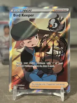 Pokemon TCG Bird Keeper 066/072 Shining Fates Ultra Rare Full Art Holo Trainer - Image 1