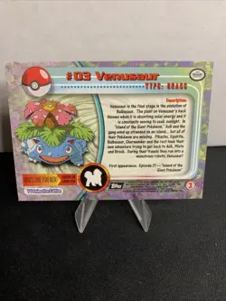 1999 Pokemon Venusaur #03 Topps TV Animation Series Black Logo - Image 3