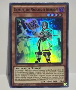 Yu-Gi-Oh Crowley, the Magistus of Grimoires GEIM-EN001 1st Edition Super Rare NM - Image 1