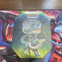 Pokemon Elemental Power Tin Vaporeon-GX 2019 Trading Card Game Collectible - Image 1