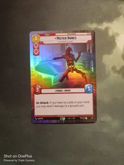 Star Wars Unlimited TWI - Mister Bones- Rare Hyperspace Foil Card 421 - Image 1