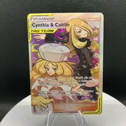 Pokemon TCG Cynthia and Caitlin Full Art Cosmic Eclipse Holo Card 228/236 NM - Image 1