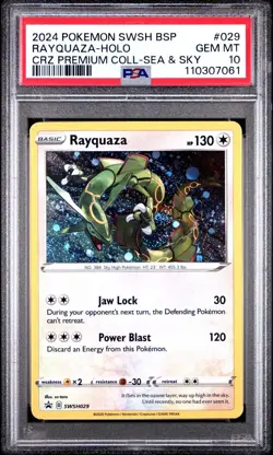 2024 Pokemon Rayquaza Holo SWSH029 Sea & Sky Premium Collection PSA 10 - Image 1