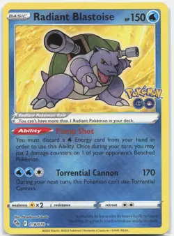Radiant Blastoise Radiant Rare Pokemon GO PGO Water Holofoil 018/078 NM - Image 1