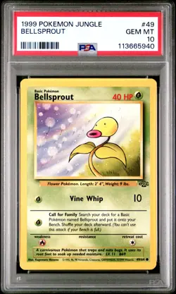 1999 POKEMON JUNGLE #49 BELLSPROUT PSA 10 GEM MINT - Image 1