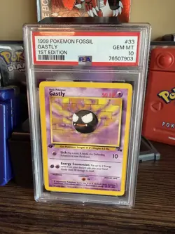 1999 Pokemon Fossil 1st Edition Gastly #33 PSA 10 - Image 1