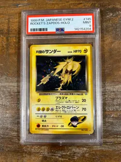 POKEMON 1999 Japanese Gym 2 ROCKET'S ZAPDOS Holo #145 PSA 9 Mint RARE - Image 1
