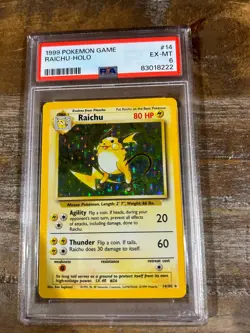 1999 Pokemon Game Base Set RAICHU Holo #14 PSA 6 RARE - Image 1