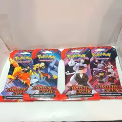 Pokemon Destined Rivals Sleeved Booster Pack Art Set Sealed x4 - Image 1