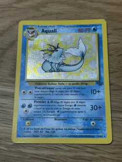 Vaporeon 12/62 Holo Rare Unlimited Jungle French Aquali WOTC Pokemon Card - Image 4