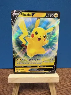 Pokemon TCG Pikachu V SWSH198 Black Star Promo Holo Full Art Card Sword & Shield - Image 1