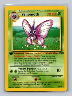 Venomoth 29/64 1st Edition Non Holo Jungle Pokemon Card VLP - Image 1
