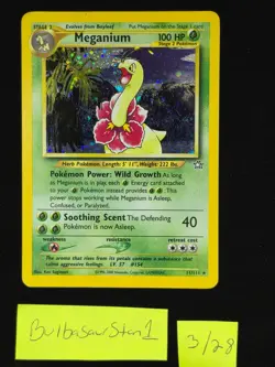 Meganium 11/111 Neo Genesis Holo MP Ungraded with Swirl Pokemon Card - Image 1