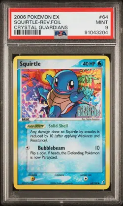 PSA 9 2006 Pokemon Squirtle Reverse Holo Card PSA 9 64/100 EX Crystal Guardians - Image 1