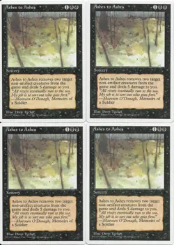 MTG: ASHES TO ASHES 4th Edition UNCOMMON; played, Excellent condition x4 - Image 1