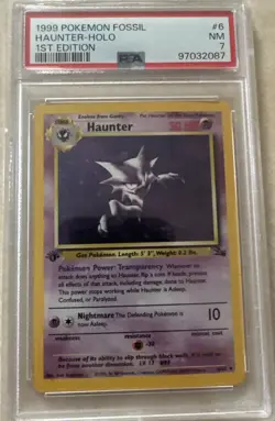 1999 Pokemon Fossil Hunter Holo First Edition. PSA Graded 7 NM. - Image 1