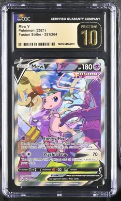 2021 POKEMON FUSION STRIKE ULTRA RARE - HOLO #251/264 MEW V CGC 10 PRISTINE - Image 1
