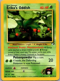 Erika's Oddish 47/132 Uncommon Gym Heroes Pokemon Lightly Played - Image 1