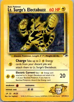 Lt. Surge's Electabuzz 27/132 Rare Gym Heroes Pokemon Unlimited MP - Image 1